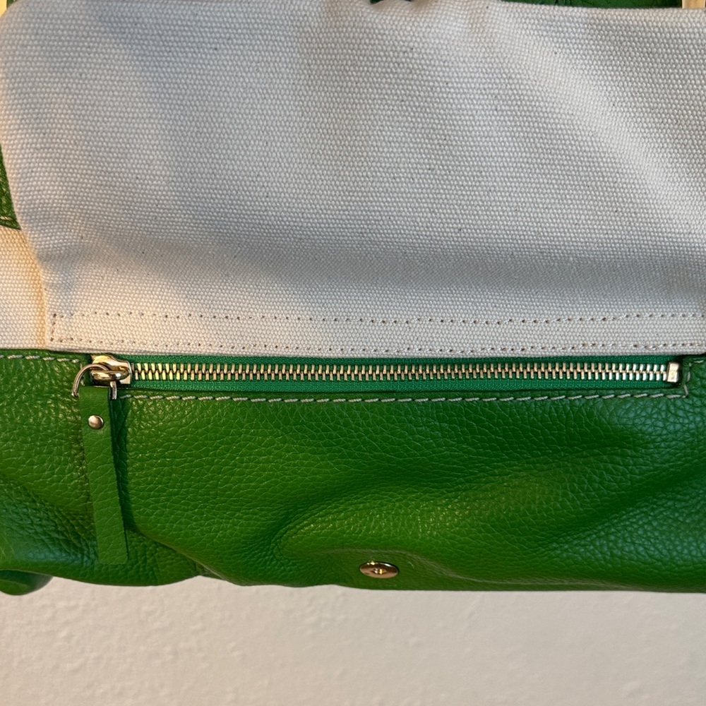 NWT Kate Spade Bridget Green Leather & Canvas Bag circa 2008 - Picture 8 of 15